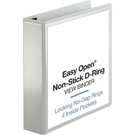 Business Source View Binder, Locking D-Ring, 2in Capacity, Letter, White BSN26959
